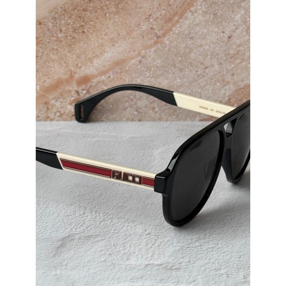 NEW Gucci GG0463S Black Polarized Aviator Sunglasses $530 - Picture 5 of 9
